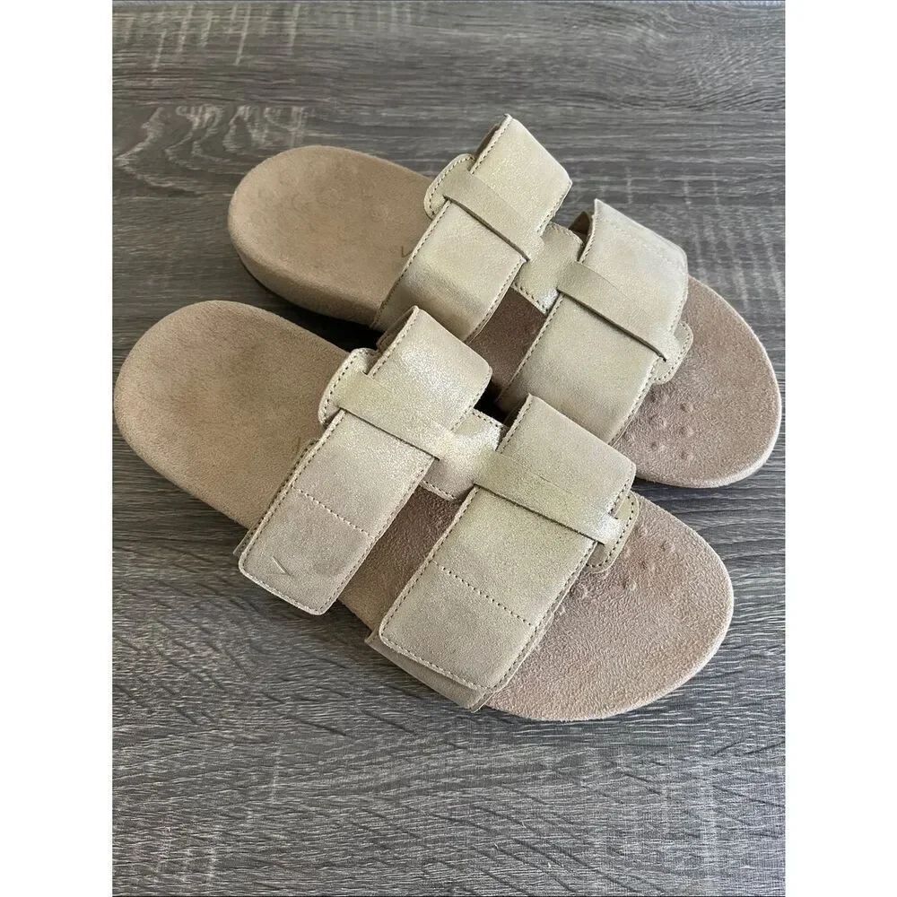 New Vionic Leather Adjustable Slide Sandals - Riley 7.5W - Picture 2 of 6